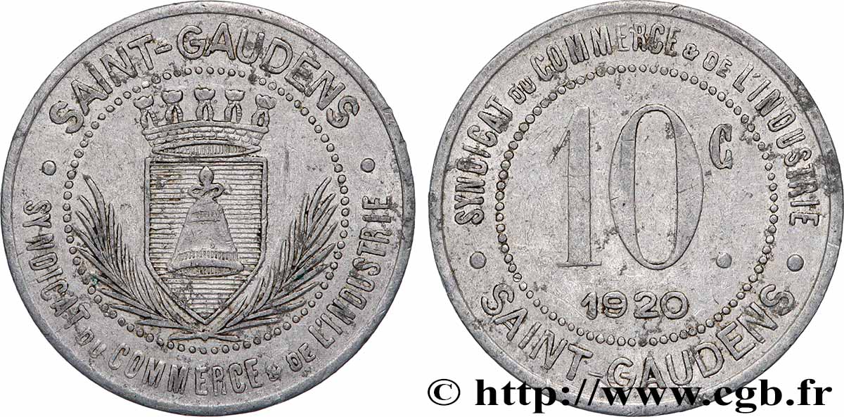 SYNDICAT DU COMMERCE ET DE L’INDUSTRIE 10 Centimes Syndicat Commerce & Industrie Saint-Gaudens XF