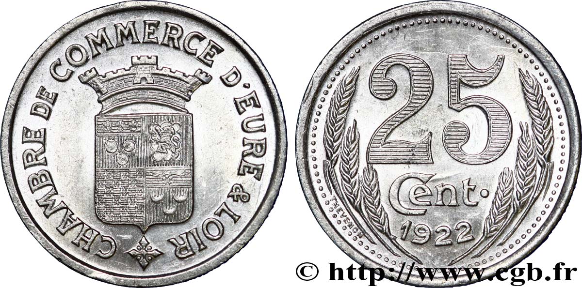 CHAMBRE DE COMMERCE D’EURE & LOIR 25 Centimes AU