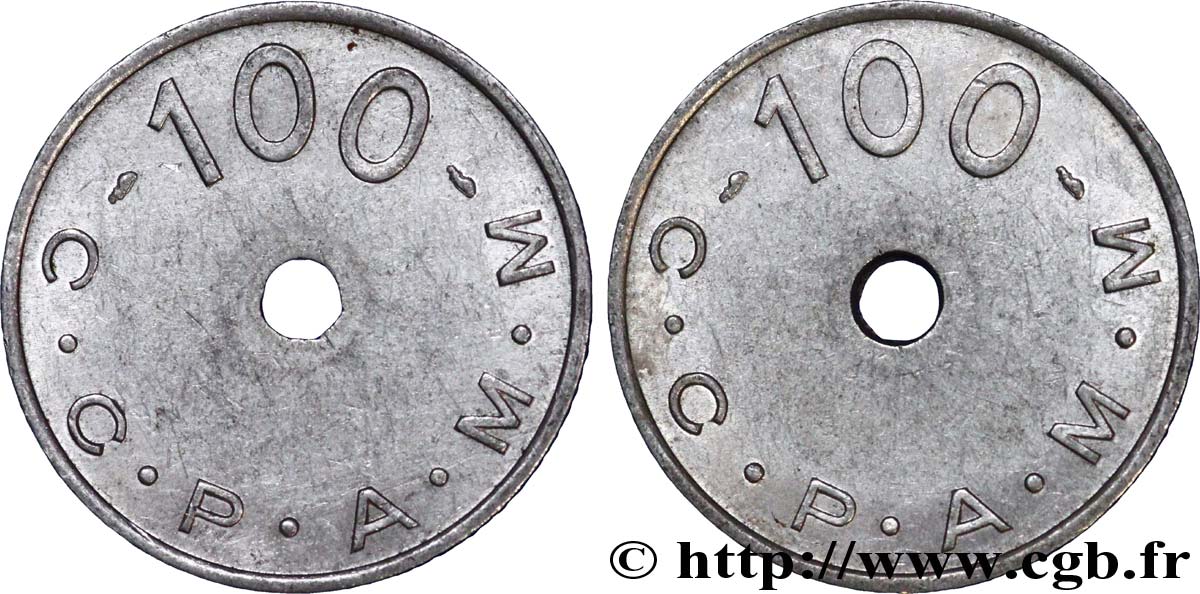 C.C.P.A.M.M 100 Francs Coopérative de Consommation du Personnel de l’Atelier des Monnaies et Médailles XF