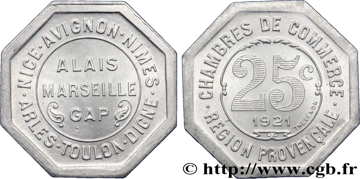 CHAMBRES DE COMMERCE REGION PROVENCALE 25 Centimes AU