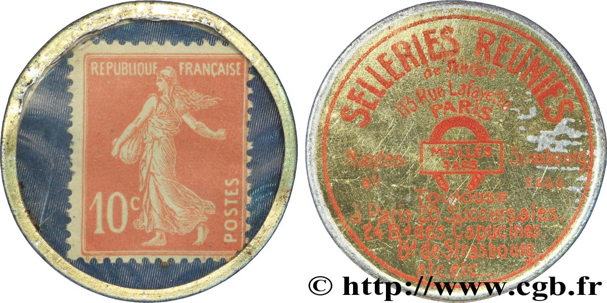 SELLERIES RÉUNIES Timbre 10 Centimes VF