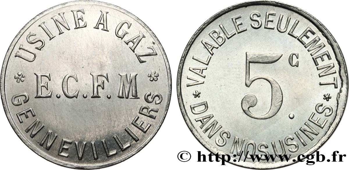 USINE A GAZ / E.C.F.M 5 Centimes VZ