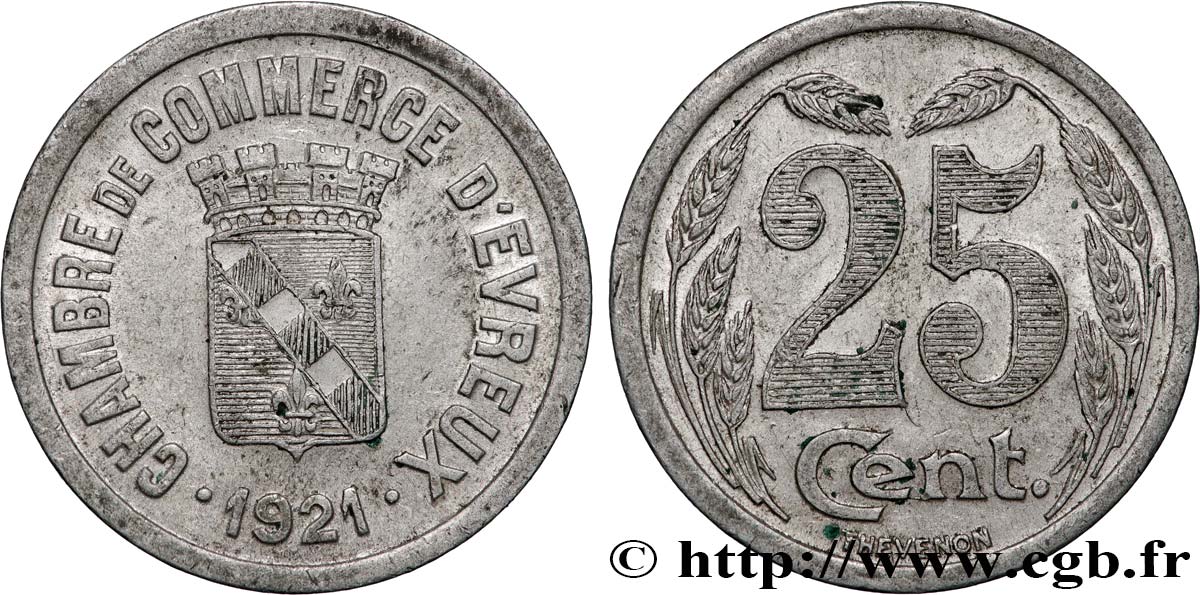 CHAMBRE DE COMMERCE D’EVREUX 25 Centimes Chambre de Commerce d’Évreux TTB+