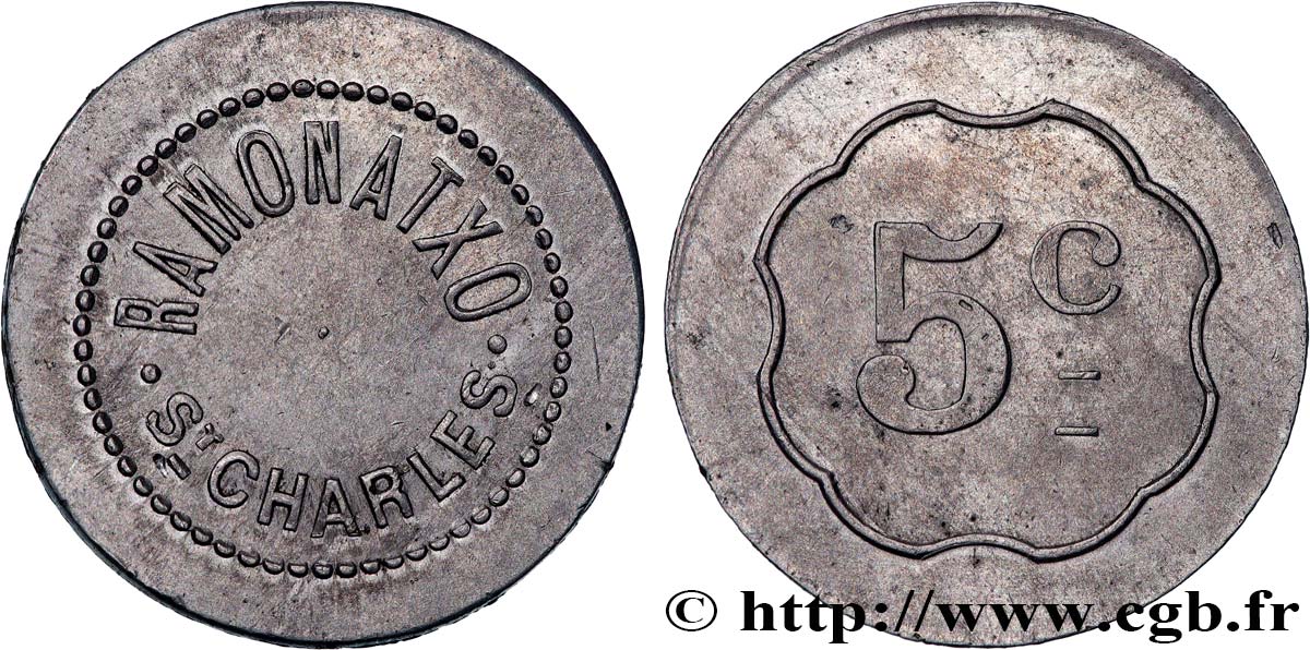 NECESSITÉ (MONNAIES ET JETONS DE... ) THEMES DIVERS 5 Centimes - Ramonatxo Saint Charles TTB+