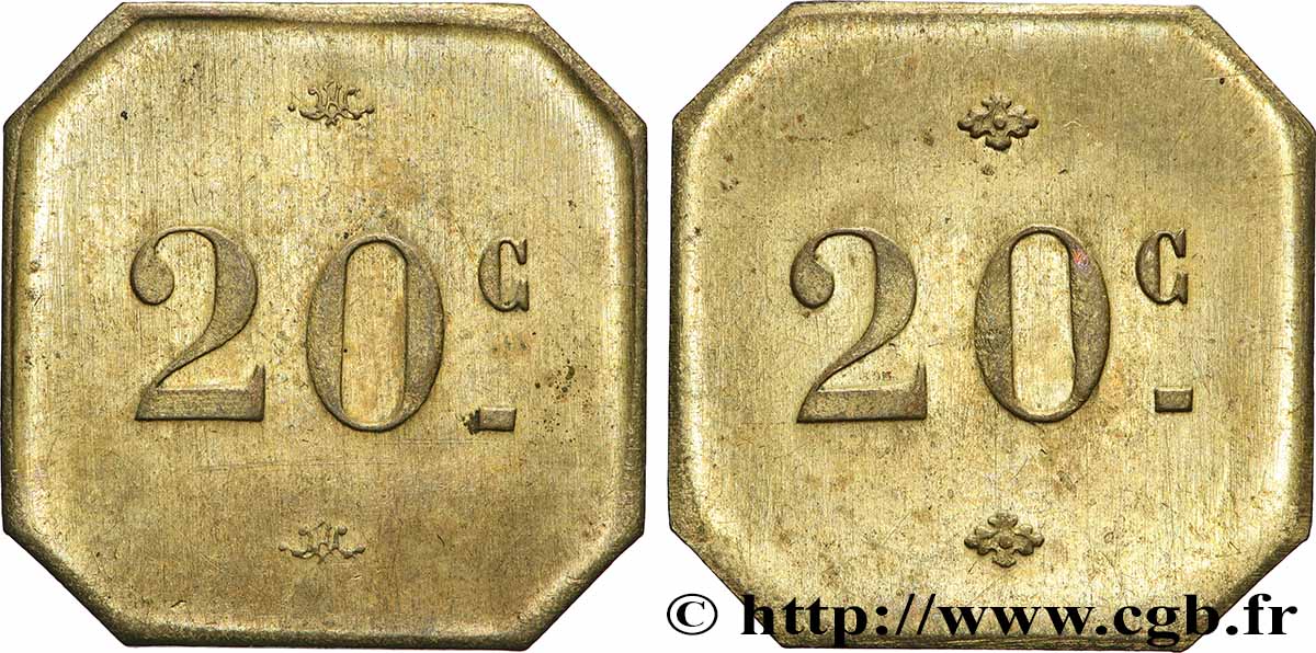 MONNAIE DE NÉCESSITÉ DIVERSES NON ATTRIBUES 20 Centimes TTB