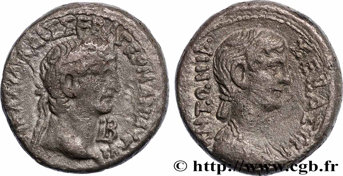 CLAUDE ET ANTONIA Tétradrachme TTB/TTB+