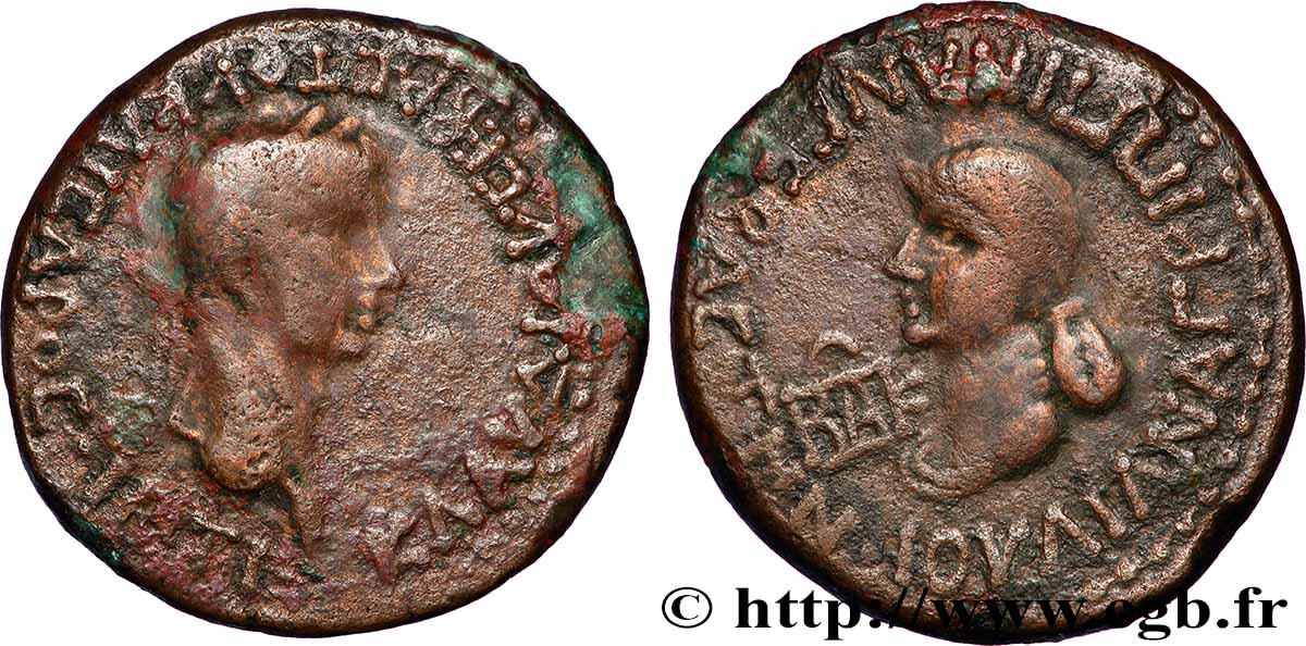 CLAUDIUS AND AGRIPPINA THE YOUNGER Douze nummia XF