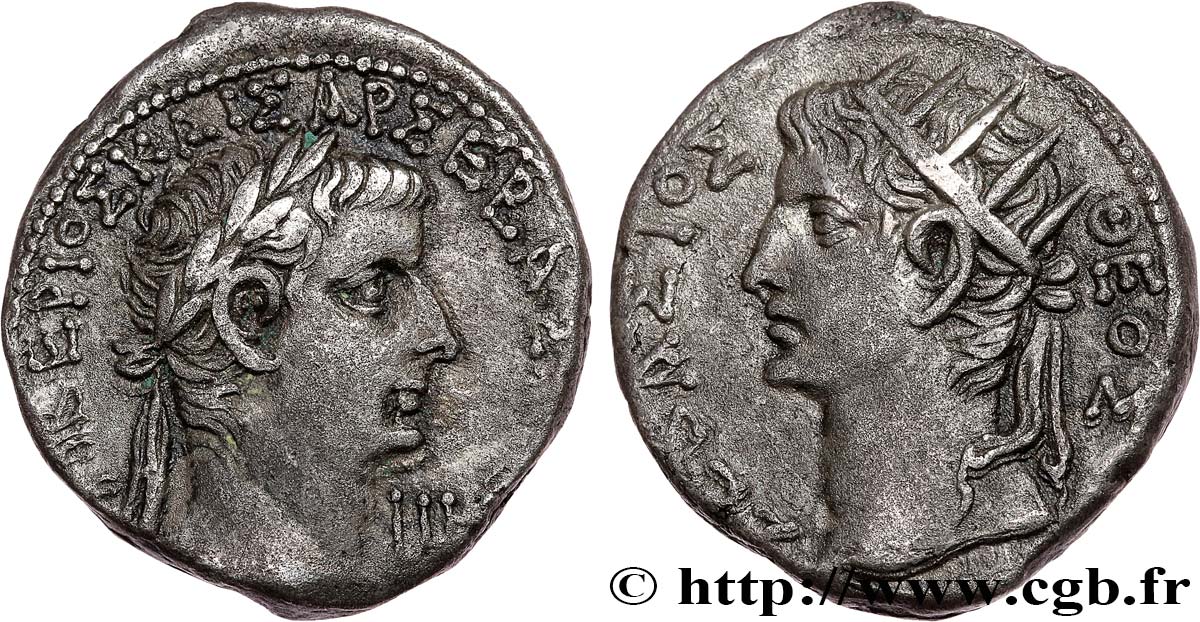 AUGUSTUS and TIBERIUS Tétradrachme AU