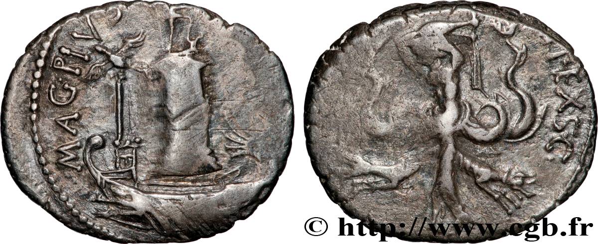 SEXTUS POMPEE Denier TTB+/TTB