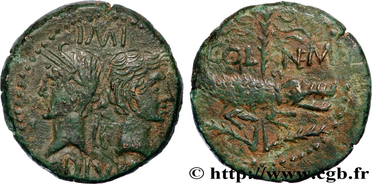 NEMAUSUS - NÎMES - AUGUSTE et AGRIPPA Dupondius COL NEM (as) TTB+