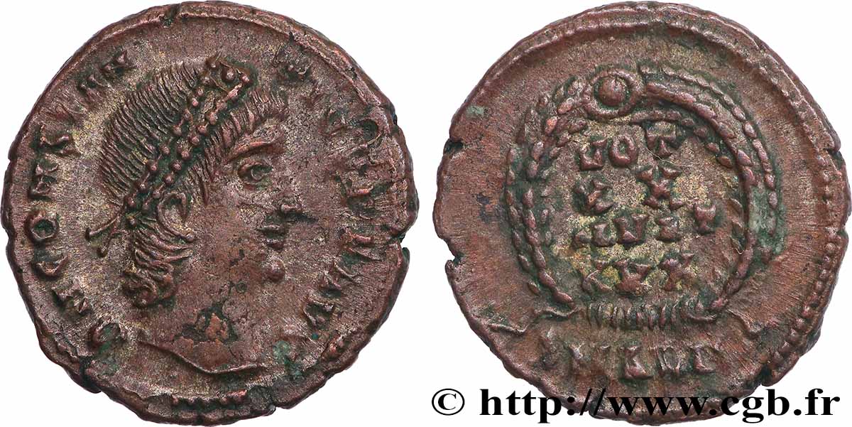 CONSTANCE II Centenionalis ou nummus TTB+