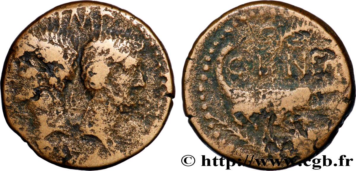 NEMAUSUS - NIMES - AUGUSTUS und AGRIPPA Dupondius COL NEM (as) fSS