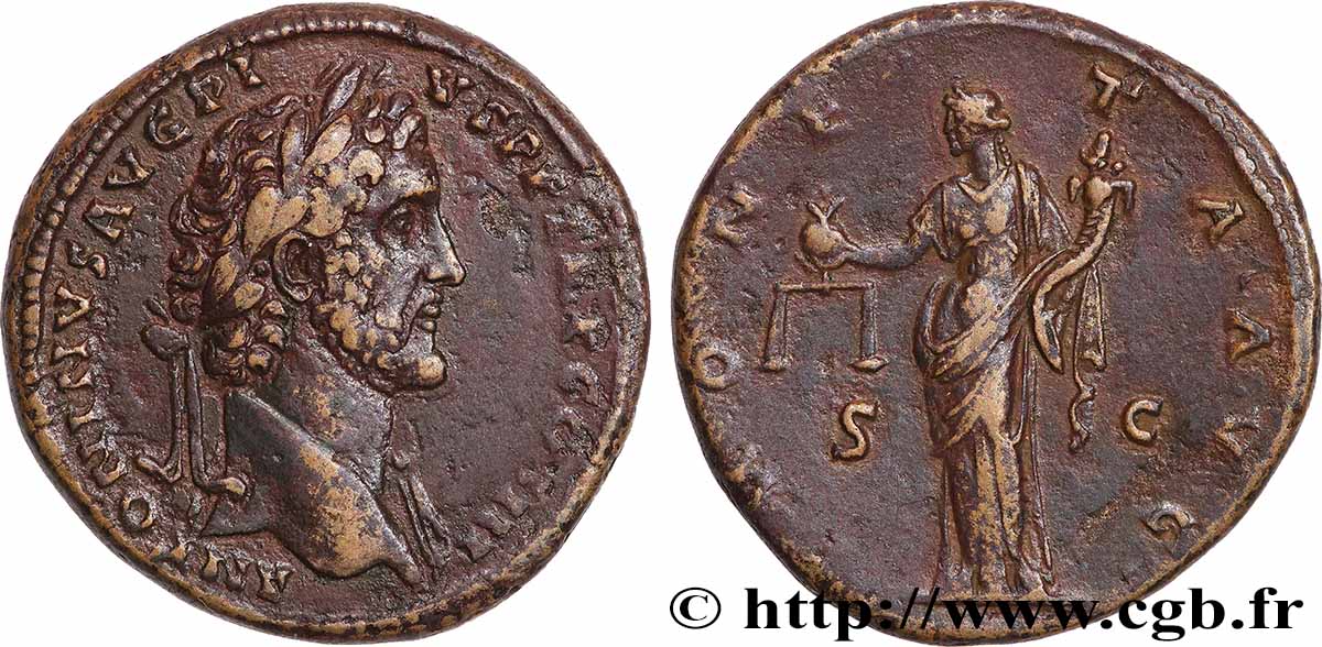 ANTONIN LE PIEUX Sesterce TTB+
