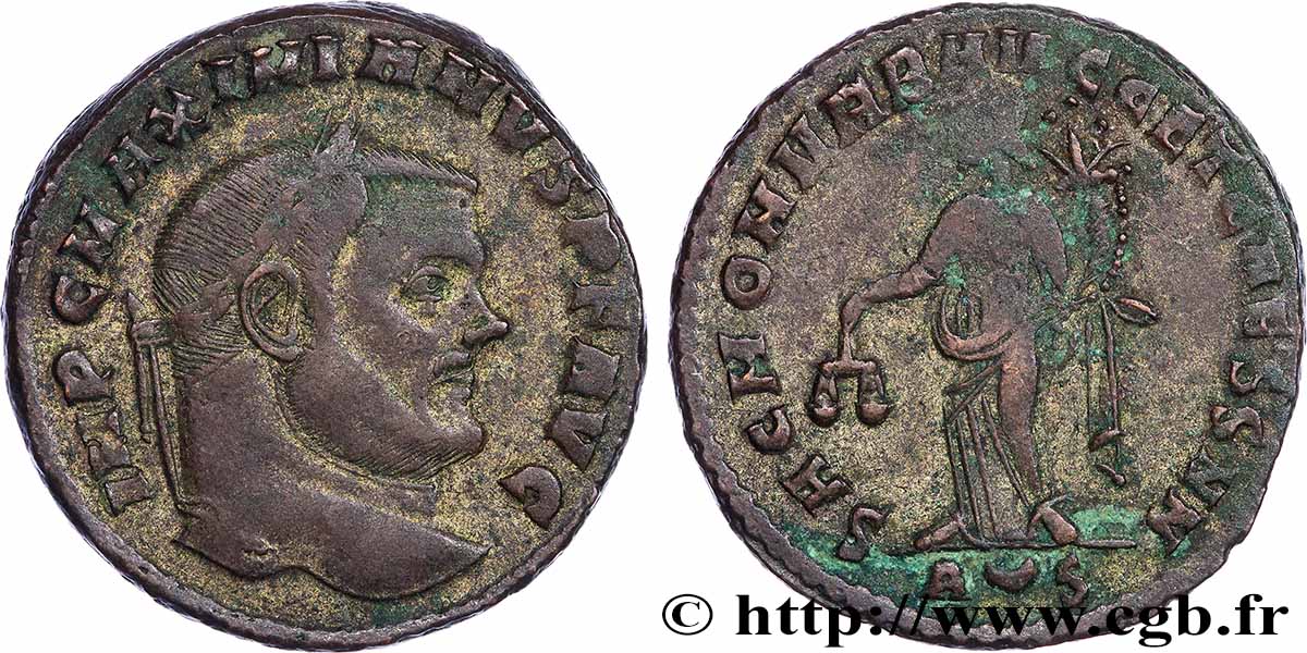 MASSIMIANO ERCOLE Follis ou nummus BB/q.BB