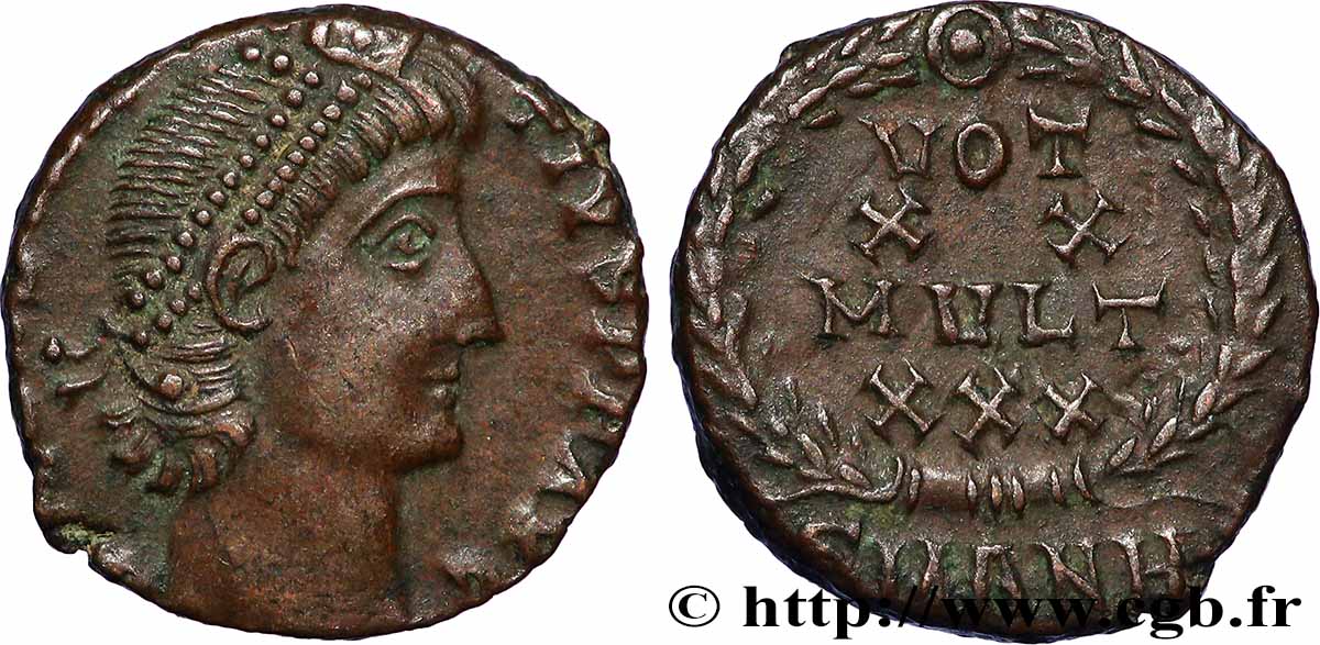 CONSTANCE II Centenionalis ou nummus TTB+