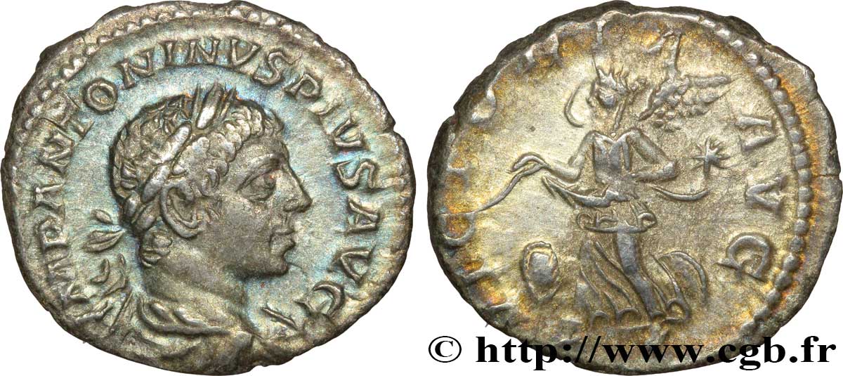ELAGABALUS Denier AU/XF