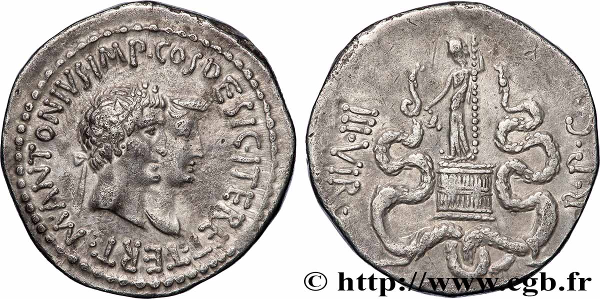 ANTONIUS and OCTAVIA Cistophore XF