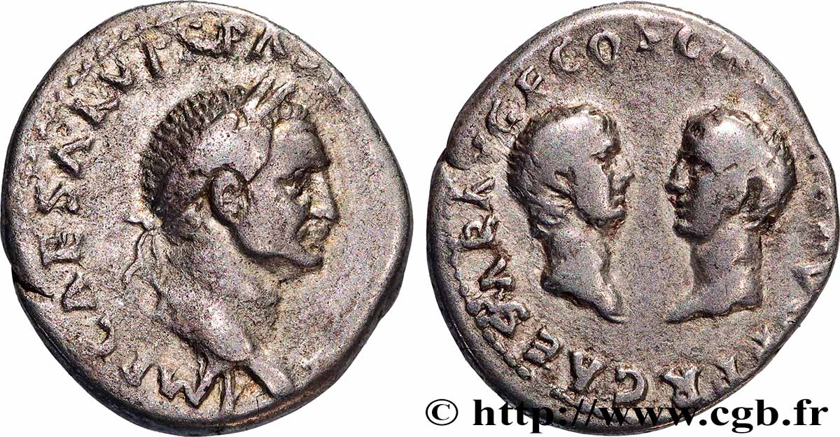VESPASIAN, TITUS and DOMITIAN Denier AU/XF
