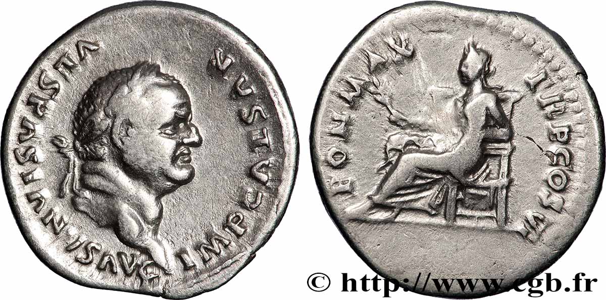 VESPASIAN Denier AU/XF