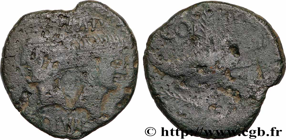 NEMAUSUS - NIMES - AUGUSTUS und AGRIPPA Dupondius COL NEM (as) SGE