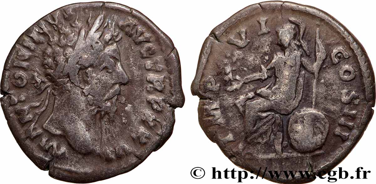 MARCUS AURELIUS Denier XF