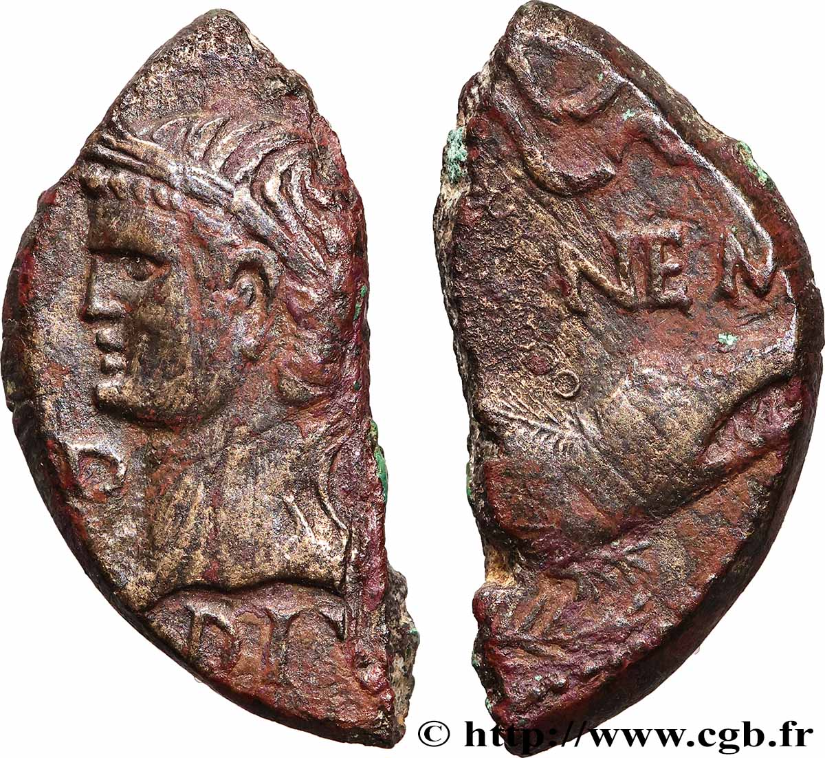 NEMAUSUS - NIMES - AUGUSTUS und AGRIPPA Dupondius COL NEM (as) - coupé SS/fSS