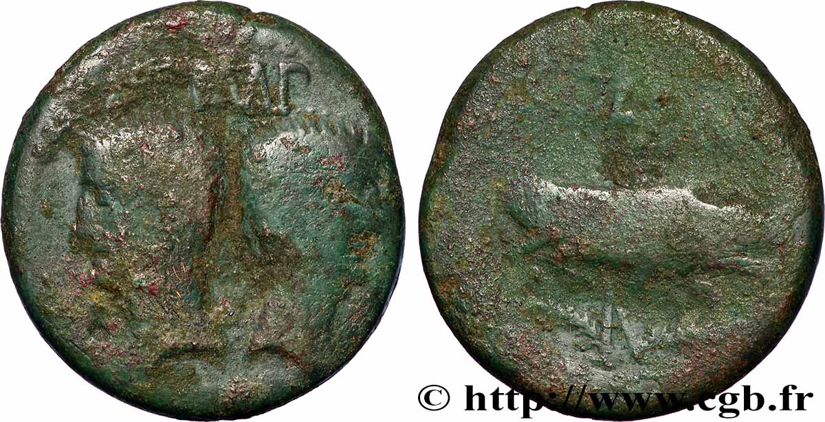 NEMAUSUS - NIMES - AUGUSTUS und AGRIPPA Dupondius COL NEM (as) SGE