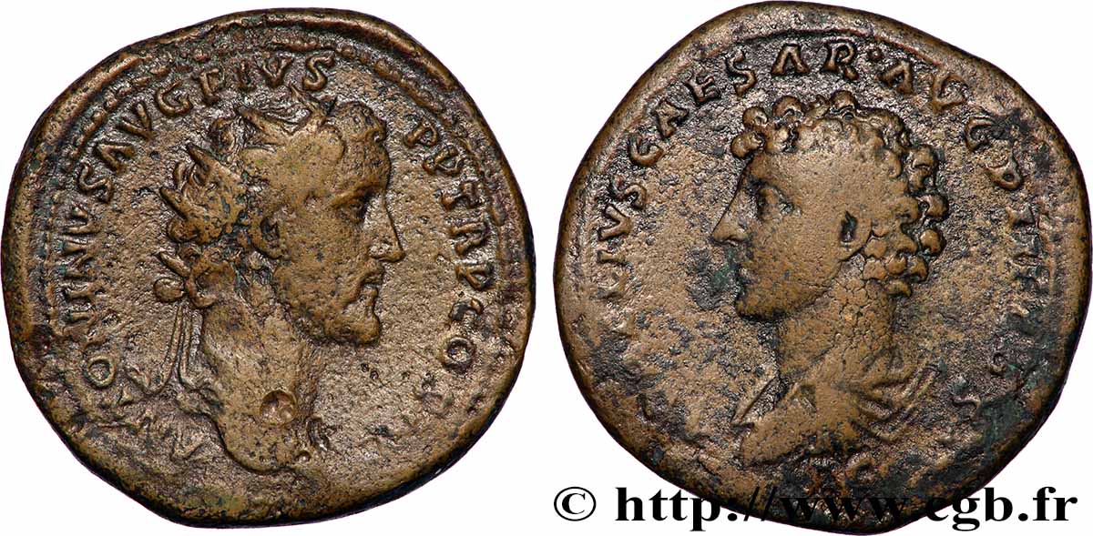 ANTONINUS PIUS and MARCUS AURELIUS CAESAR Dupondius XF