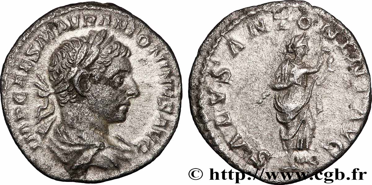 ELAGABALUS Denier AU/XF