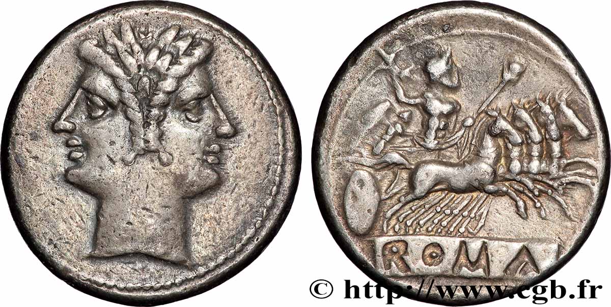ROMAN REPUBLIC - ANONYMOUS Didrachme ou quadrigatus XF