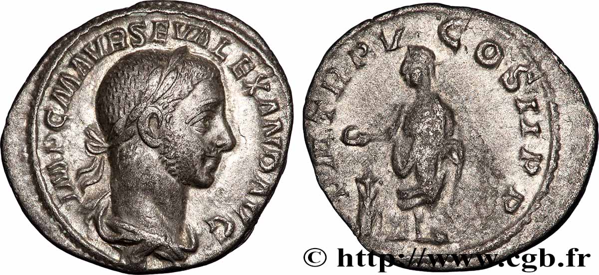 SEVERUS ALEXANDER Denier AU/XF