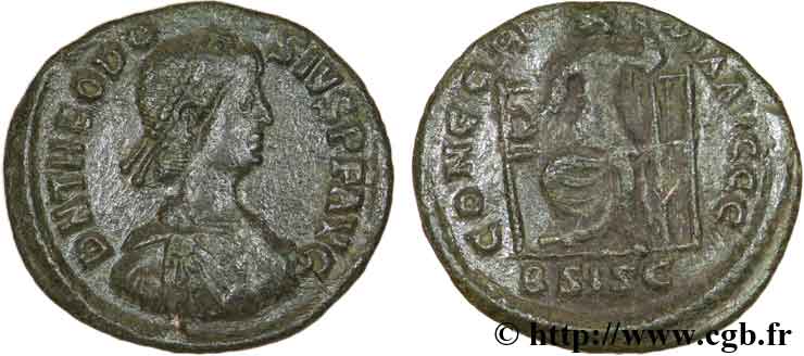 THÉODOSE Ier Nummus, (PB, Æ 3) TTB