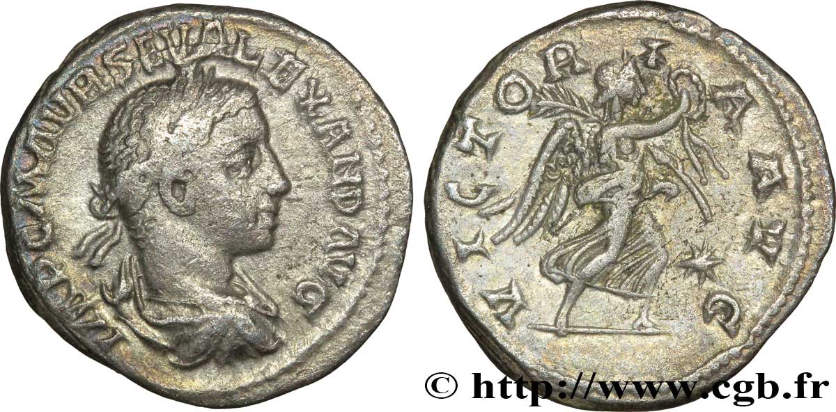 SEVERUS ALEXANDER Denier XF/AU