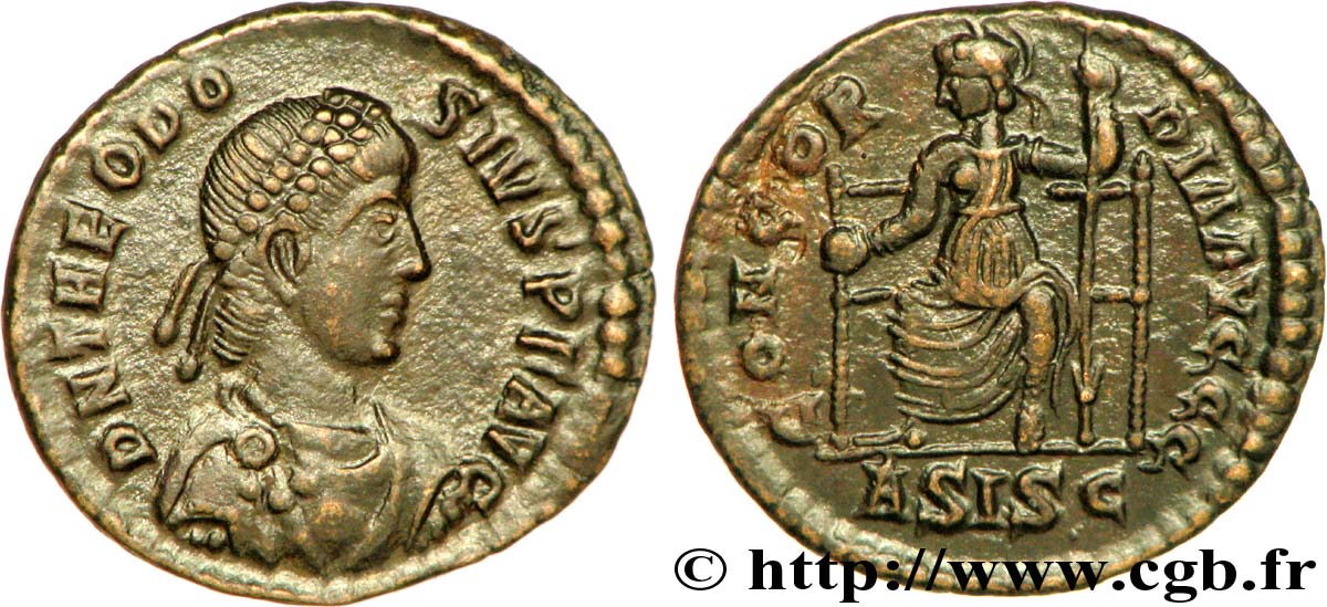 THÉODOSE Ier Nummus, (PB, Æ 3) TTB+