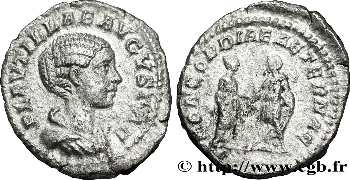 PLAUTILLA und CARACALLA Denier fVZ/SS