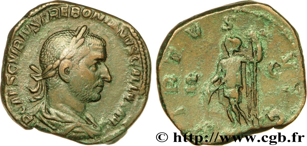 TRÉBONIEN GALLE Sesterce TTB+