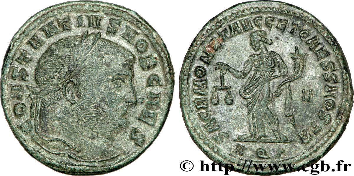 CONSTANCE Ier CHLORE Follis ou nummus SUP