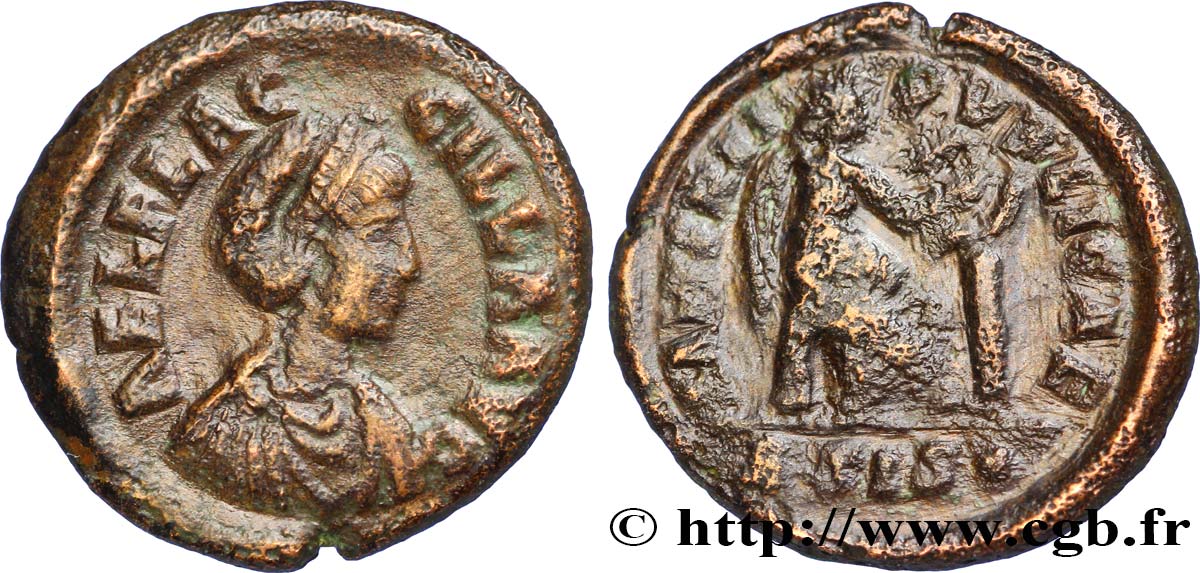 AELIA FLACCILLA Nummus, (PBQ, Æ 4) TTB+