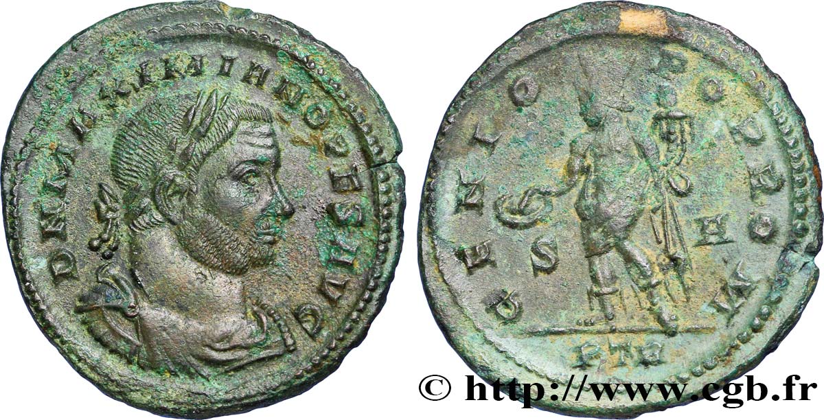 MASSIMIANO ERCOLE Follis ou nummus q.SPL