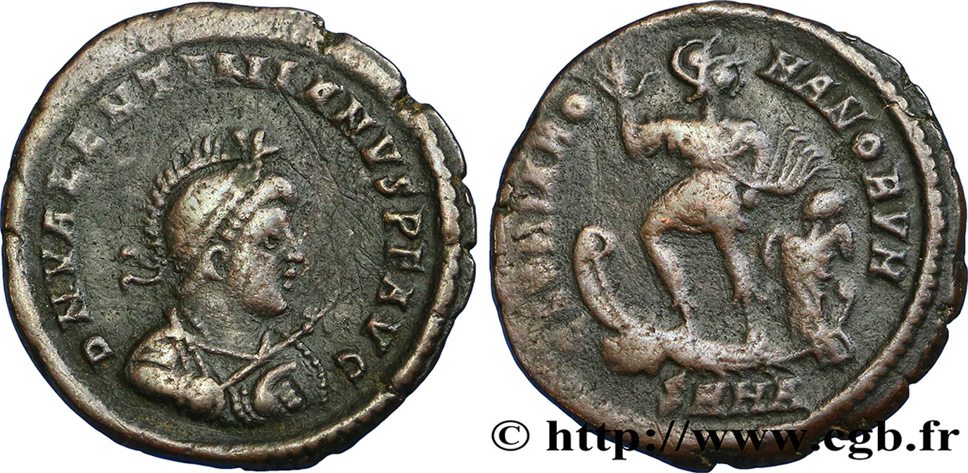 VALENTINIANO II Maiorina pecunia, (MB, Æ 2) BC+