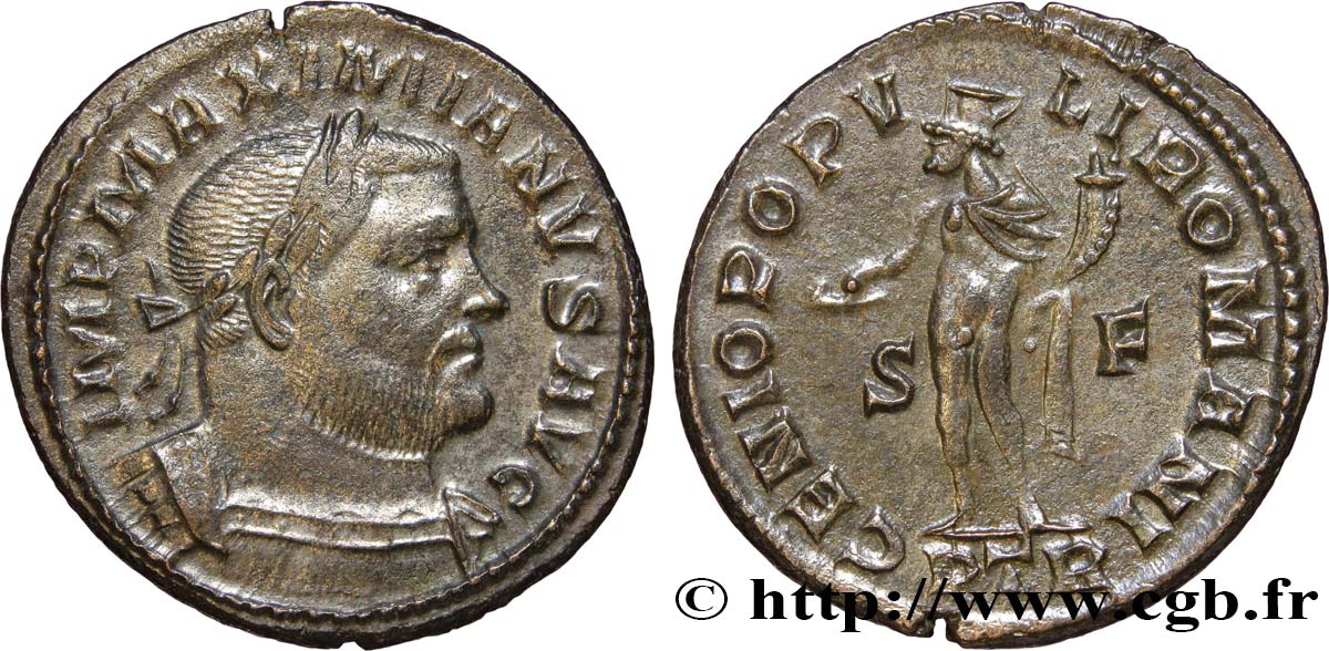 MAXIMIEN HERCULE Follis ou nummus TTB+/SUP