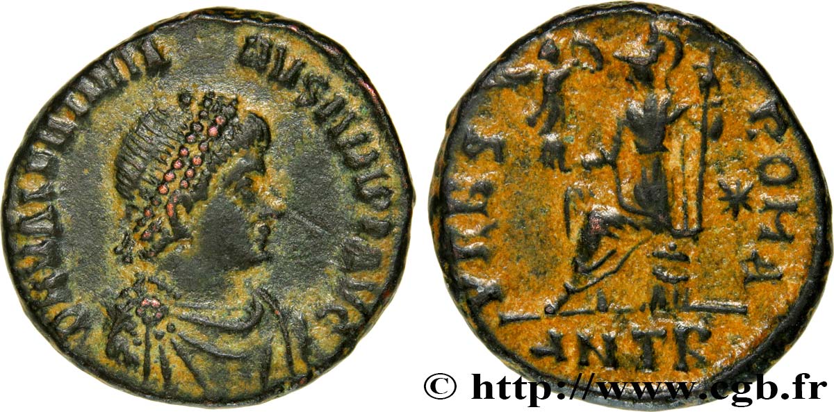 VALENTINIAN II Nummus, (PB, Æ 3) AU/AU
