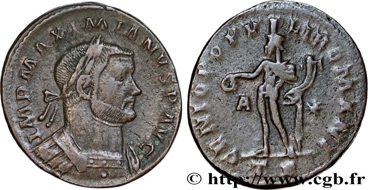 MAXIMIEN HERCULE Follis ou nummus TTB