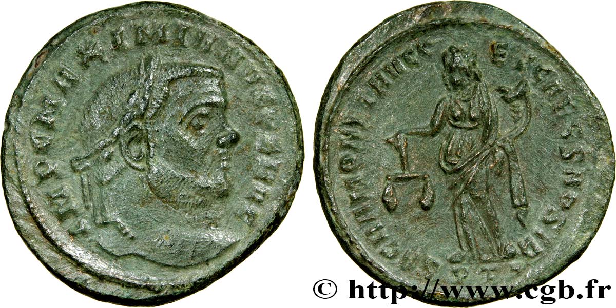 MAXIMIEN HERCULE Follis ou nummus TTB