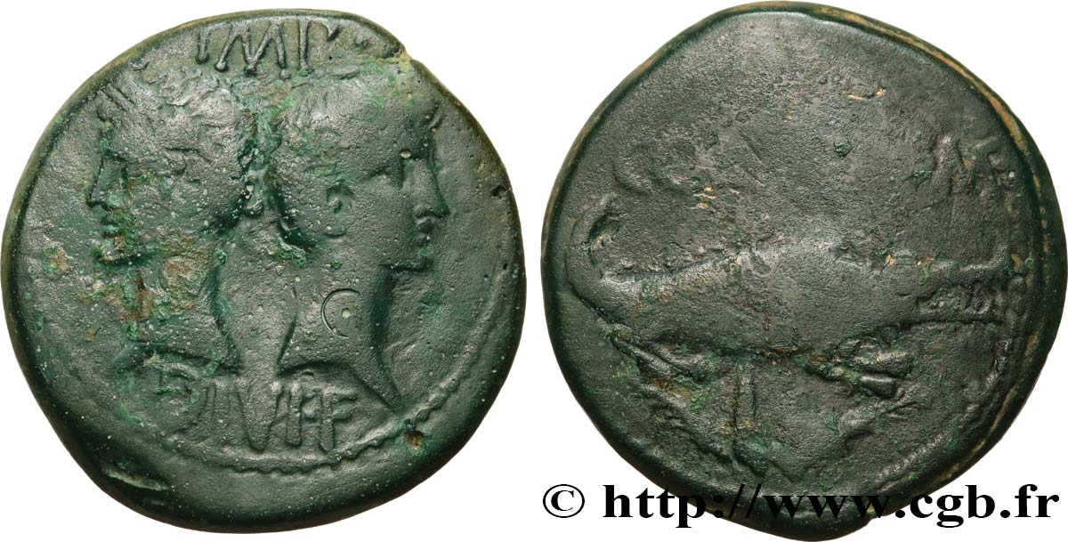 AUGUSTUS and AGRIPPA Dupondius VF