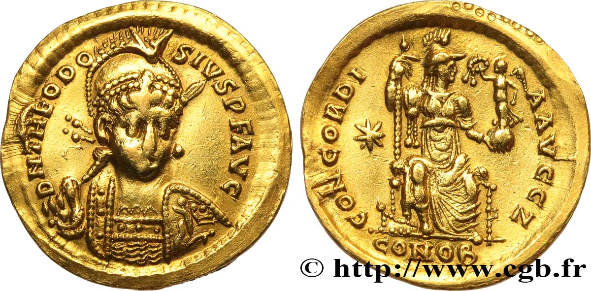 THEODOSIUS II Solidus XF/AU