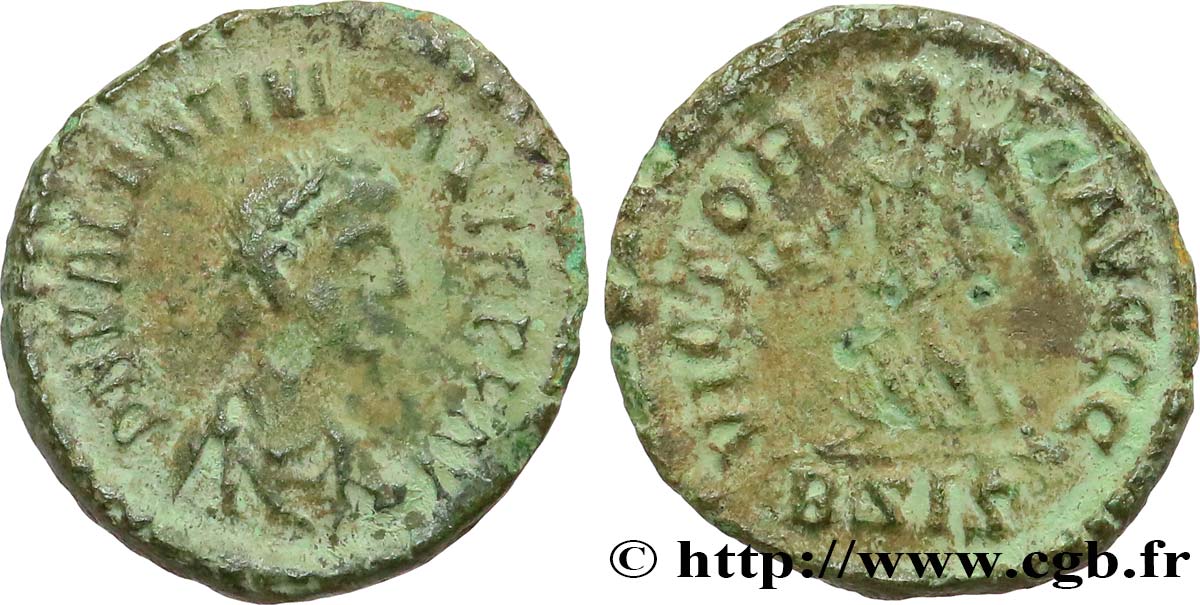 VALENTINIANO II Nummus, (PBQ, Æ 4) q.BB