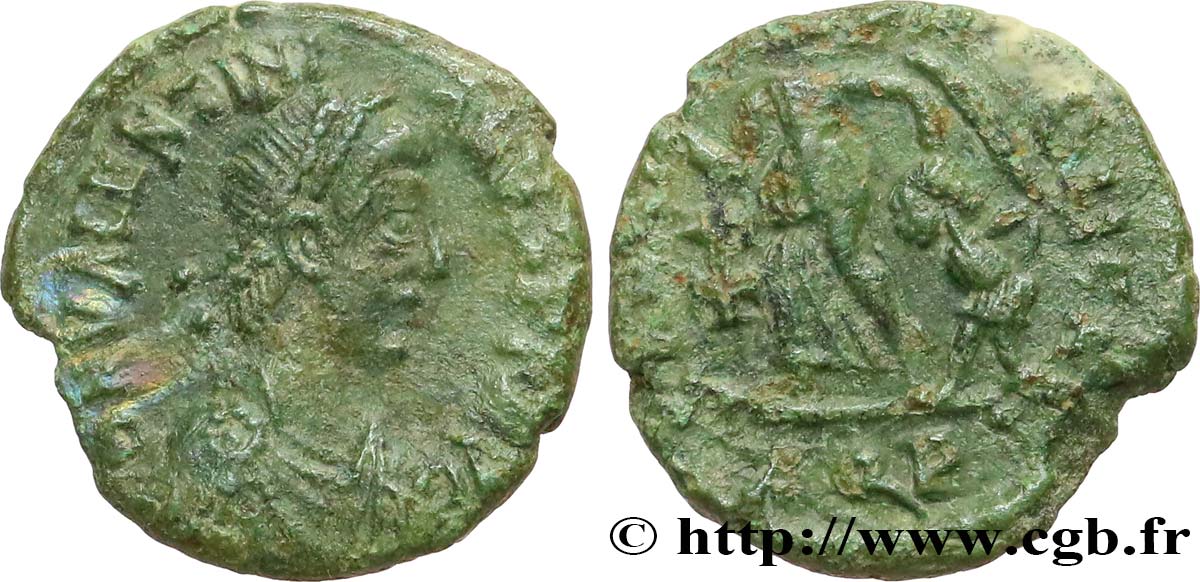 VALENTINIANUS II Nummus, (PBQ, Æ 4) fSS/S
