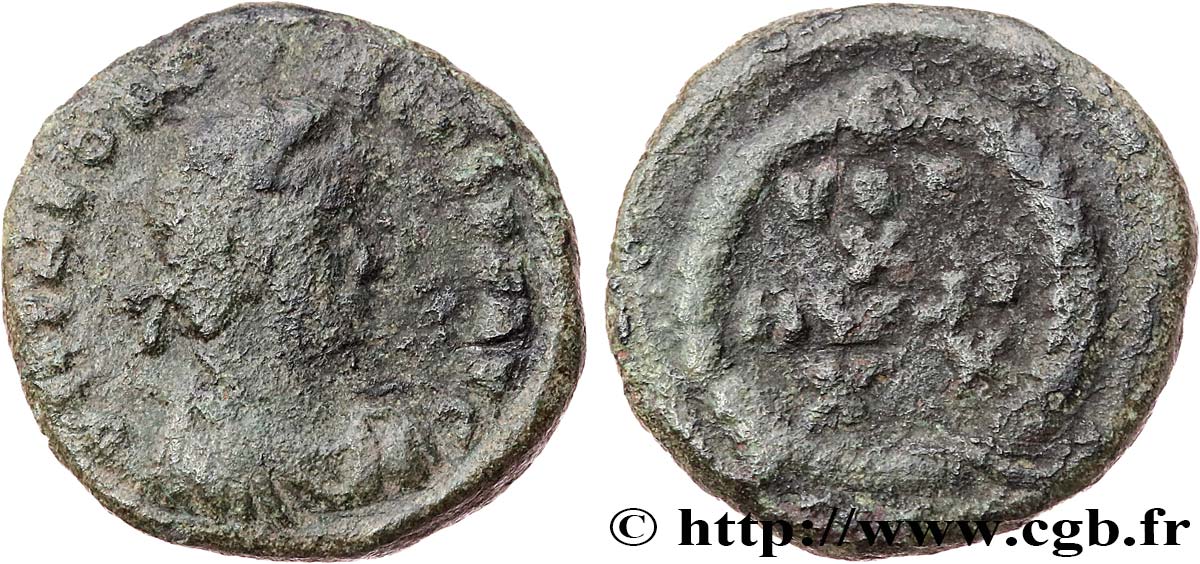 THEODOSIUS I Nummus, (PBQ, Æ 4) S/fSS