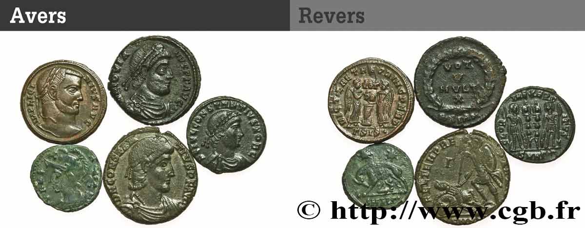 LOTTE Lots de 5 monnaies du IVe siècle lotto